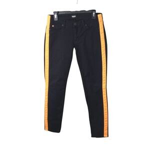Hudson LouLou Tuxedo Cropped Skinny Jeans SZ 26 Navy Orange Glow